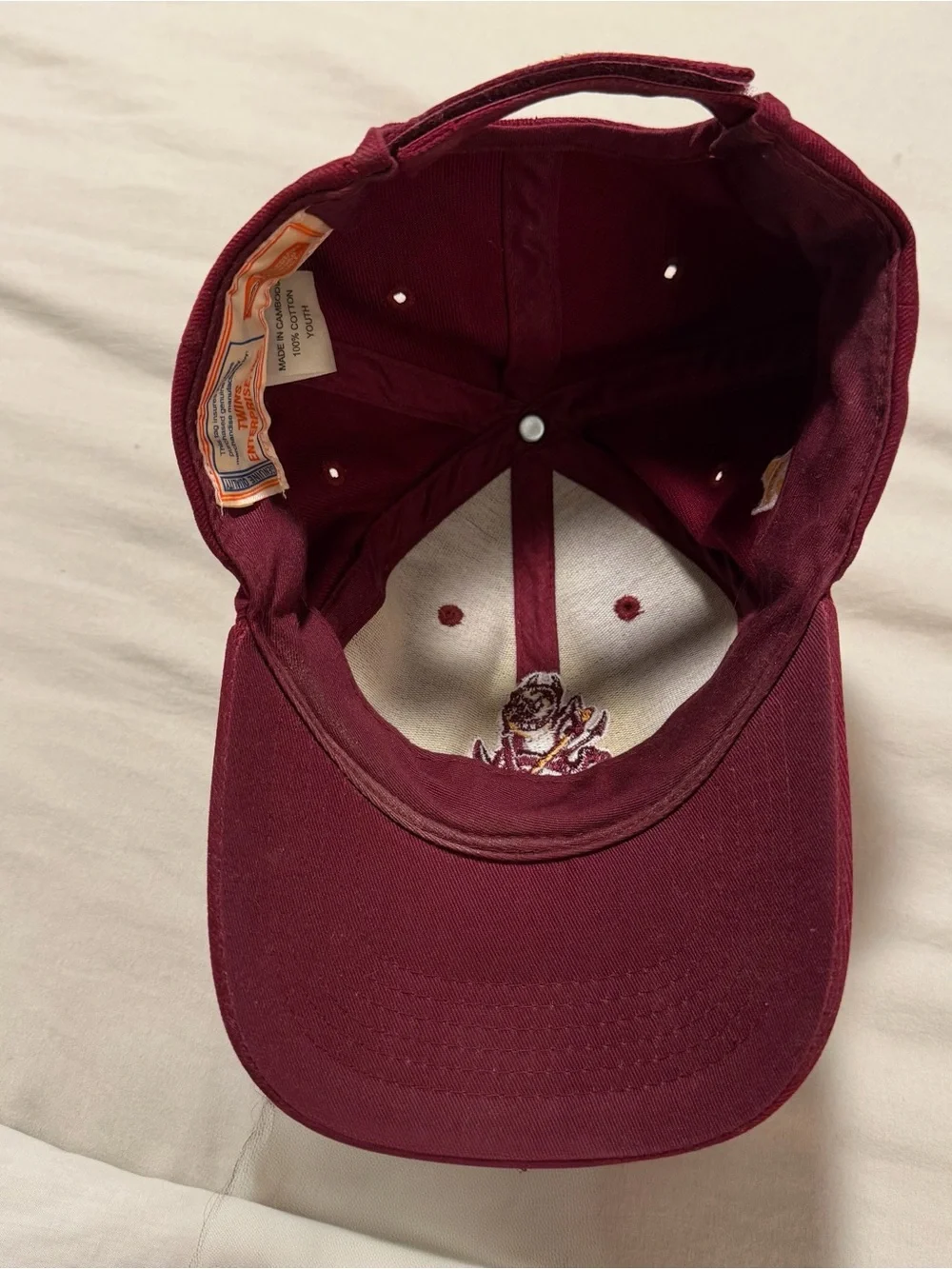 Maroon Baseball Cap with Embroidered Devil Logo